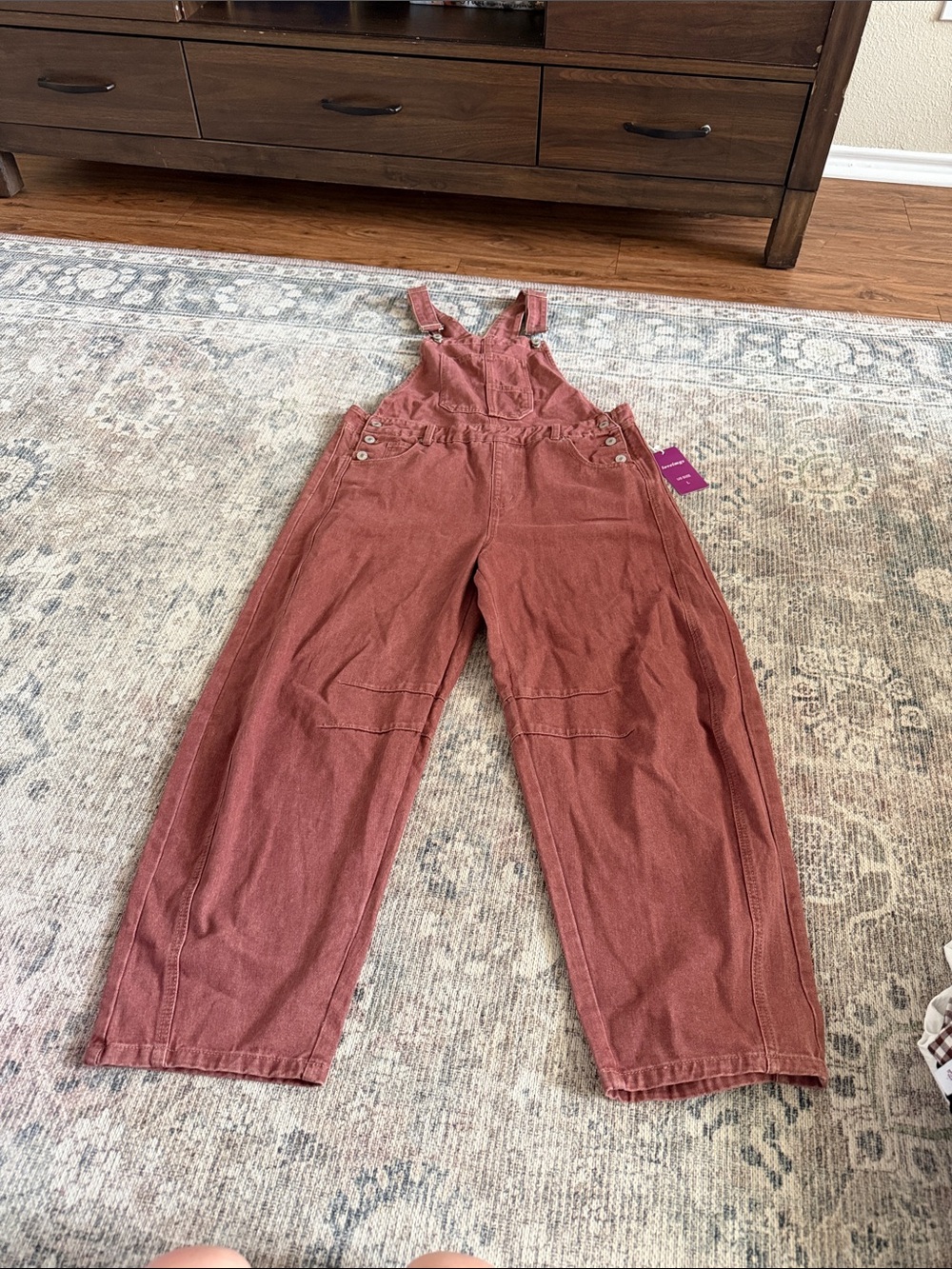 Barrel denim overalls